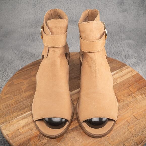 Sole Society Ankle Bootie Womens 10 Tracy Dusty Rose Suede Block Heel Peep Toe - Picture 2 of 7